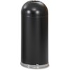 Safco 15 gal Round Open Top Dome Waste Receptacle, Black, Stainless Steel SAF9639BL